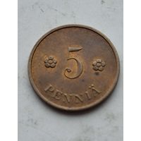 5 пенни Финляндия 1938 года. Монета не чищена. 45197