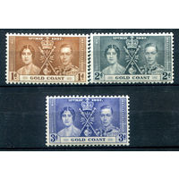 Британские колонии - Золотой Берег - 1937г. - коронация короля Георга VI и королевы Елизаветы - 3 марки - полная серия, MLH, MNH [Mi 102-104]. #2-Bc-40-A-1