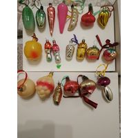 Елочные игрушки СССР ЛОТОМ 20 шт овощи фрукты грибы