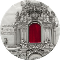 RARE Палау 10 долларов 2014г. Тиффани "Tiffany Art: Барокко Дрезден. Baroque Dresden". Монета в капсуле; подарочном футляре; сертификат; коробка. СЕРЕБРО 62,20гр.(2 oz).