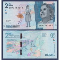 Колумбия, 2000 песо 2018 г., P-458, UNC