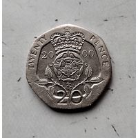 20 пенсов 2000 года Великобритания. Королева Елизавета 2. Красивая монета!
