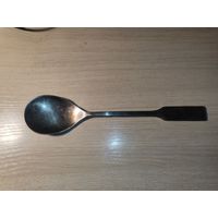 Ложка, латунь в песеребрении, клейма, длина 20.5 см.