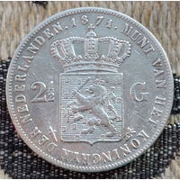 Нидерланды 2 1/2 гульдена 1871 года. Король Виллем III. Серебро 945. Сторгуй за свою цену, предложи обмен!  Y