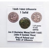 Солид Яна II Казимира Ваза (1648-1668). Литва. В холдере 5х5 см.