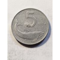 Италия 5 лир 1954